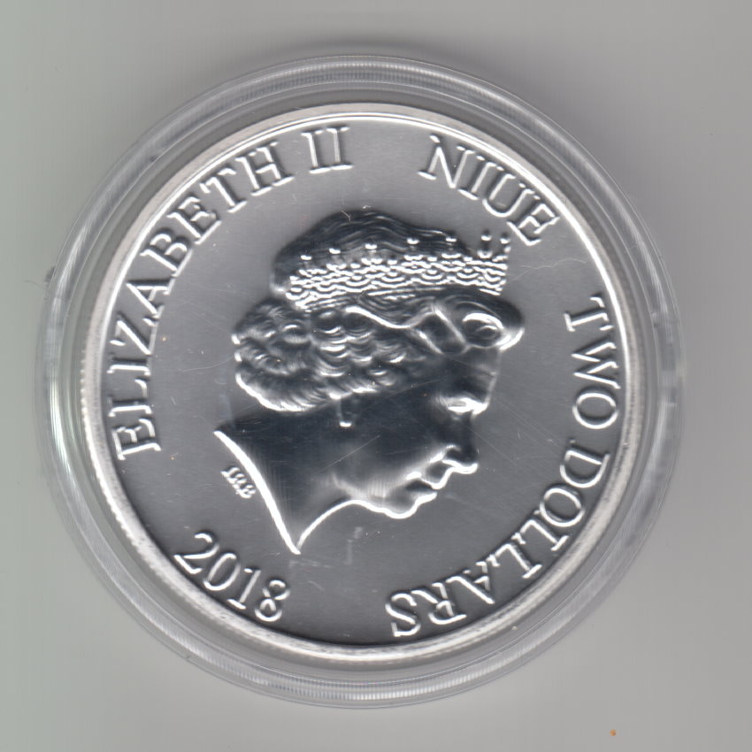  1 Unze oz 999 er Silber Niue, 2 Dollar, Schildkröte, Turtle, Jahr 2018   