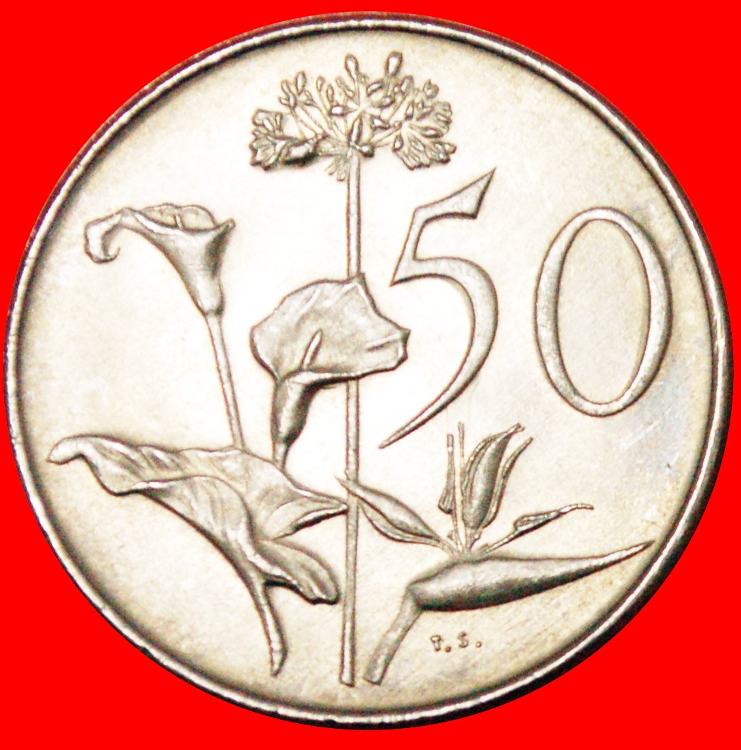  * FLOWERS (1965-1990): SOUTH AFRICA ★ 50 CENTS 1977 UNC MINT LUSTRE!★LOW START ★ NO RESERVE!   
