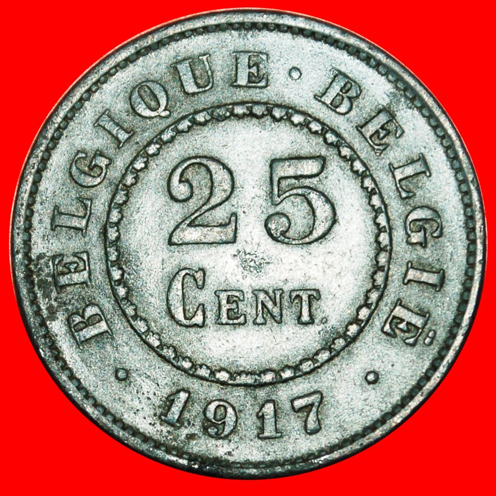  *OCCUPATION BY GERMANY: BELGIUM★25 CENTIMES 1917★UNCOMMON★ALBERT I 1909-1934★LOW START ★ NO RESERVE!   
