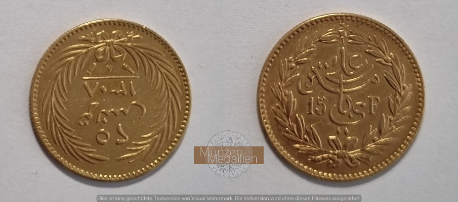 Tunesien, franz. Protektorat (1890-1957) MM-Frankfurt Feingewicht: 4,43g 15 Francs 1308 (1892) A 