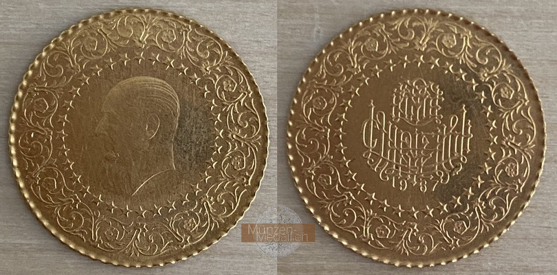 Türkei(Republik) MM-Frankfurt Feingewicht: 1,61g Gold 25 Kurush 1967 ss