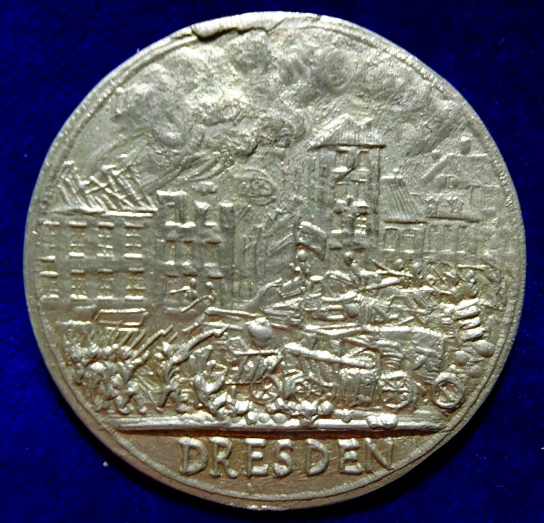  Dresdner Maiaufstand 1849 Provisorische Regierung Sachsens, Zeitdokument, versilberte Pb- Medaille   