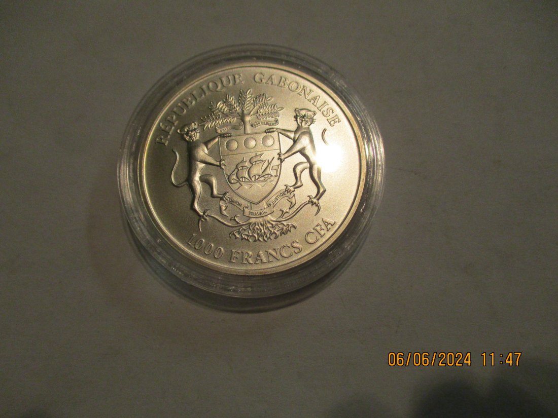  1000 Francs CFA 2020 Gabun Springbock 999er Silber   