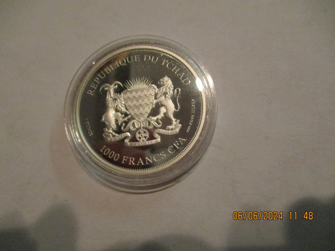  1000 Francs CFA Tchad Springbock 999er Silber   