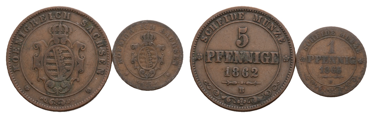  Altdeutschland; 2 Kleinmünzen 1862 / 1865   