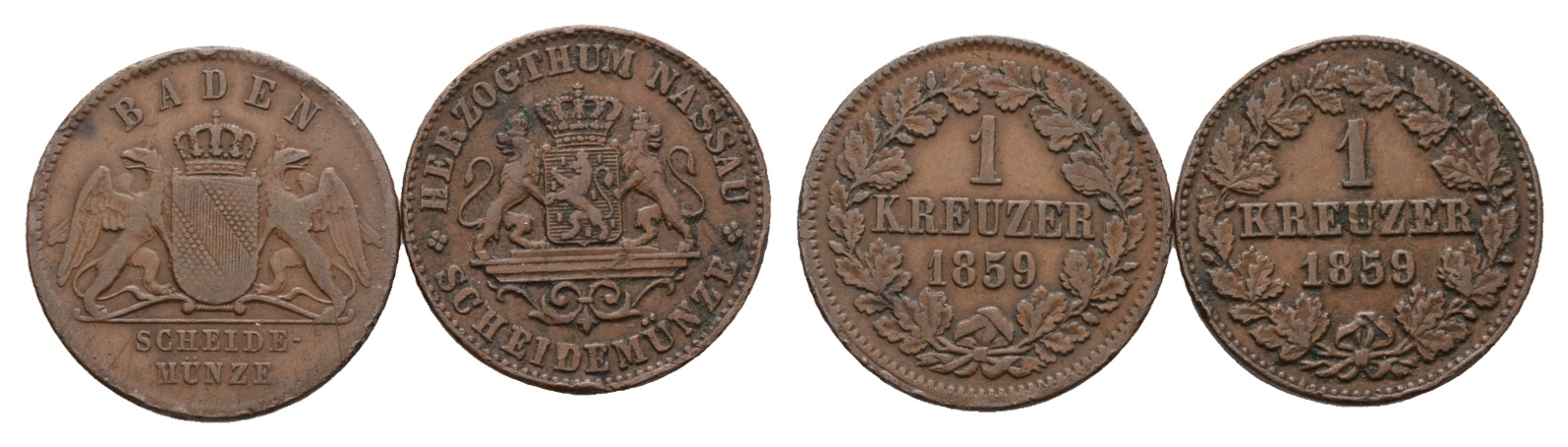  Altdeutschland; 2 Kleinmünzen 1859   