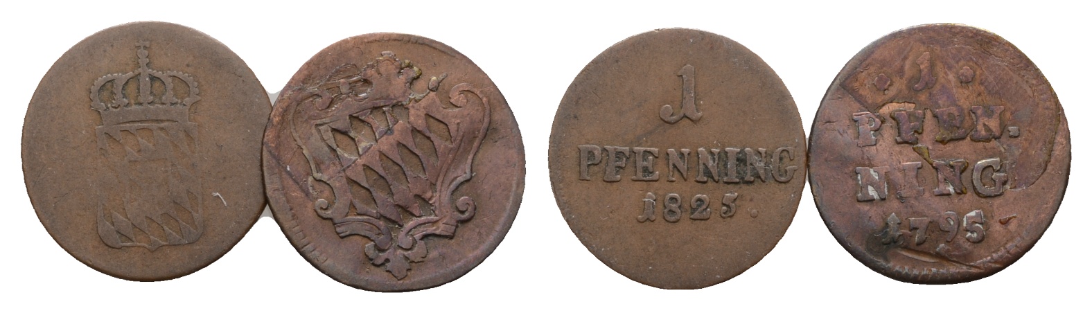  Altdeutschland; 2 Kleinmünzen 1825 / 1795   