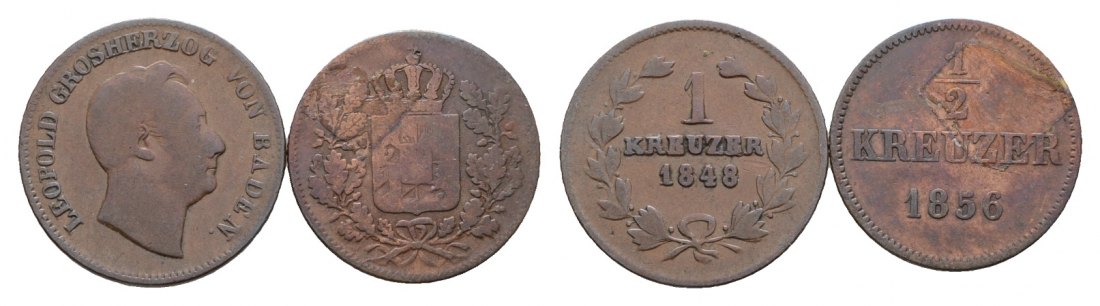  Altdeutschland; 2 Kleinmünzen 1848 / 1856   
