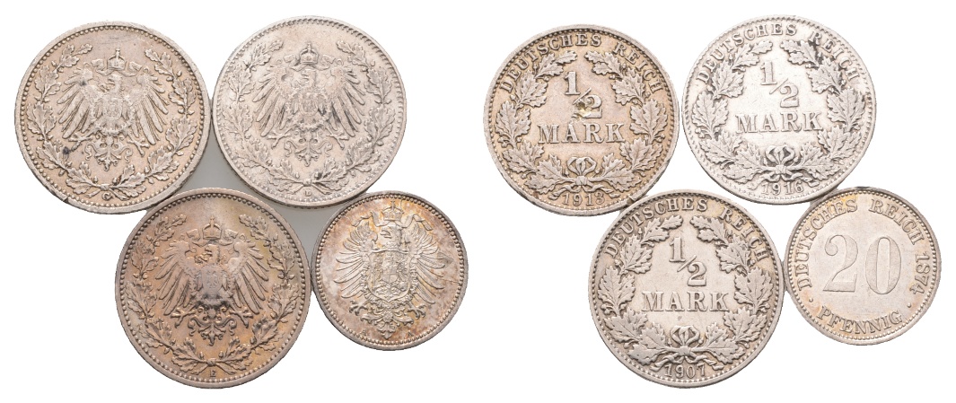  Kaiserreich; 4 Kleinmünzen   