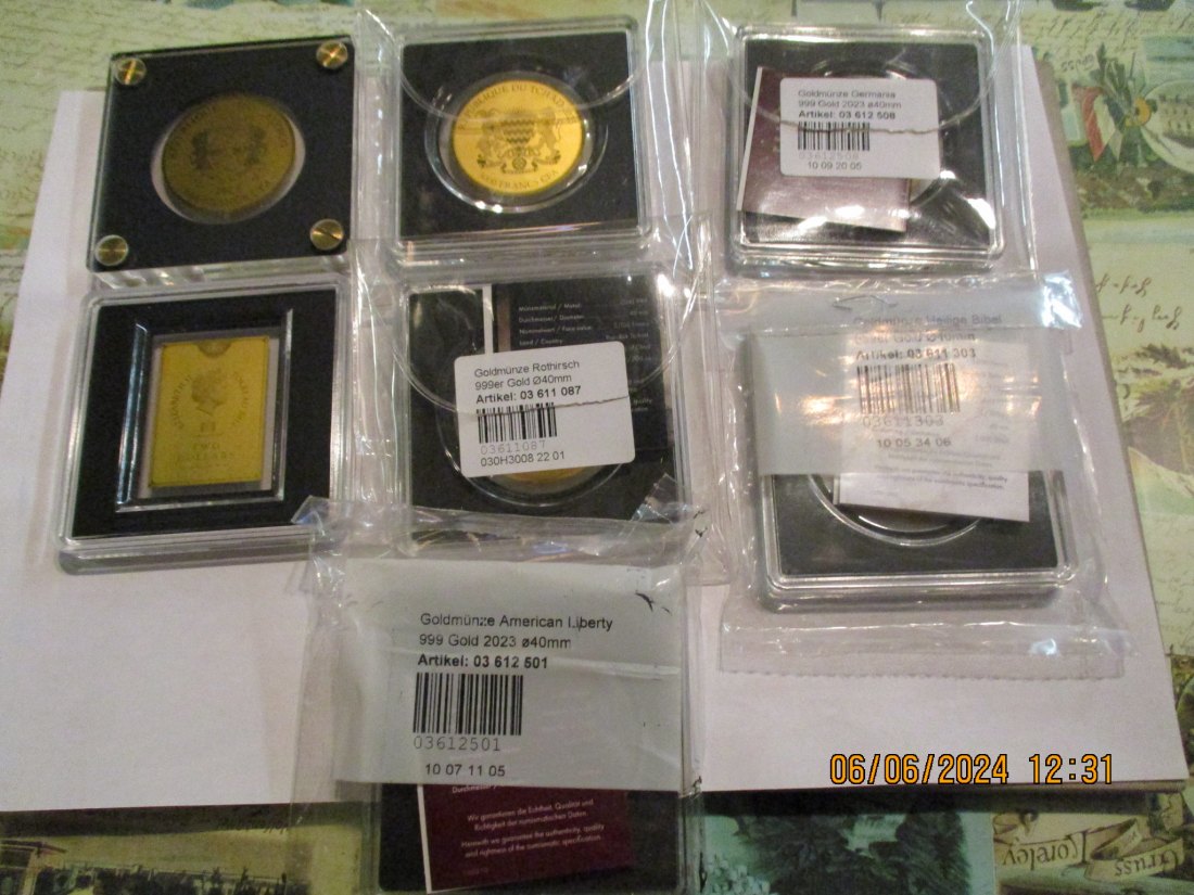  Lot Sammlung 7 x 1/200 Goldmünzen 999er Gold / ML1   