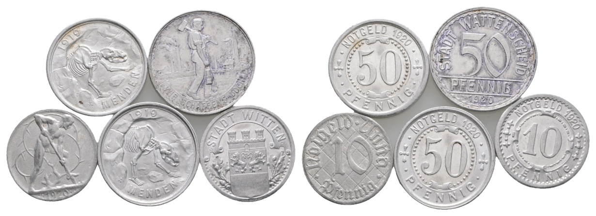  Weimarer Repulik; Notgeld; 5 Kleinmünzen   