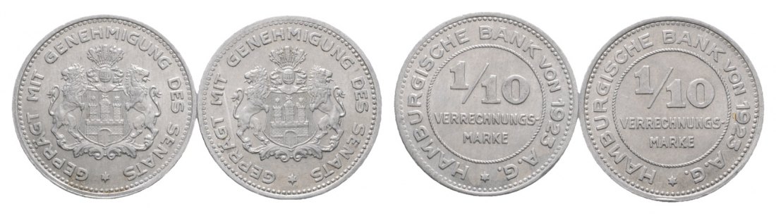  Hamburg; 2x Verrechnungsmarke 1923   