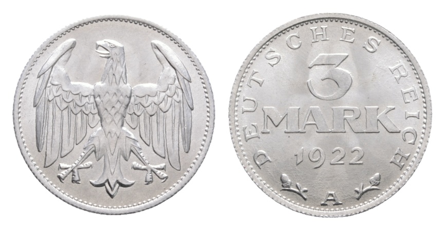  Weimarer Republik; 3 Mark 1922   