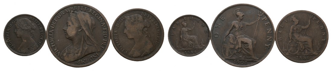  Großbritanien; 3 Kleinmünzen   