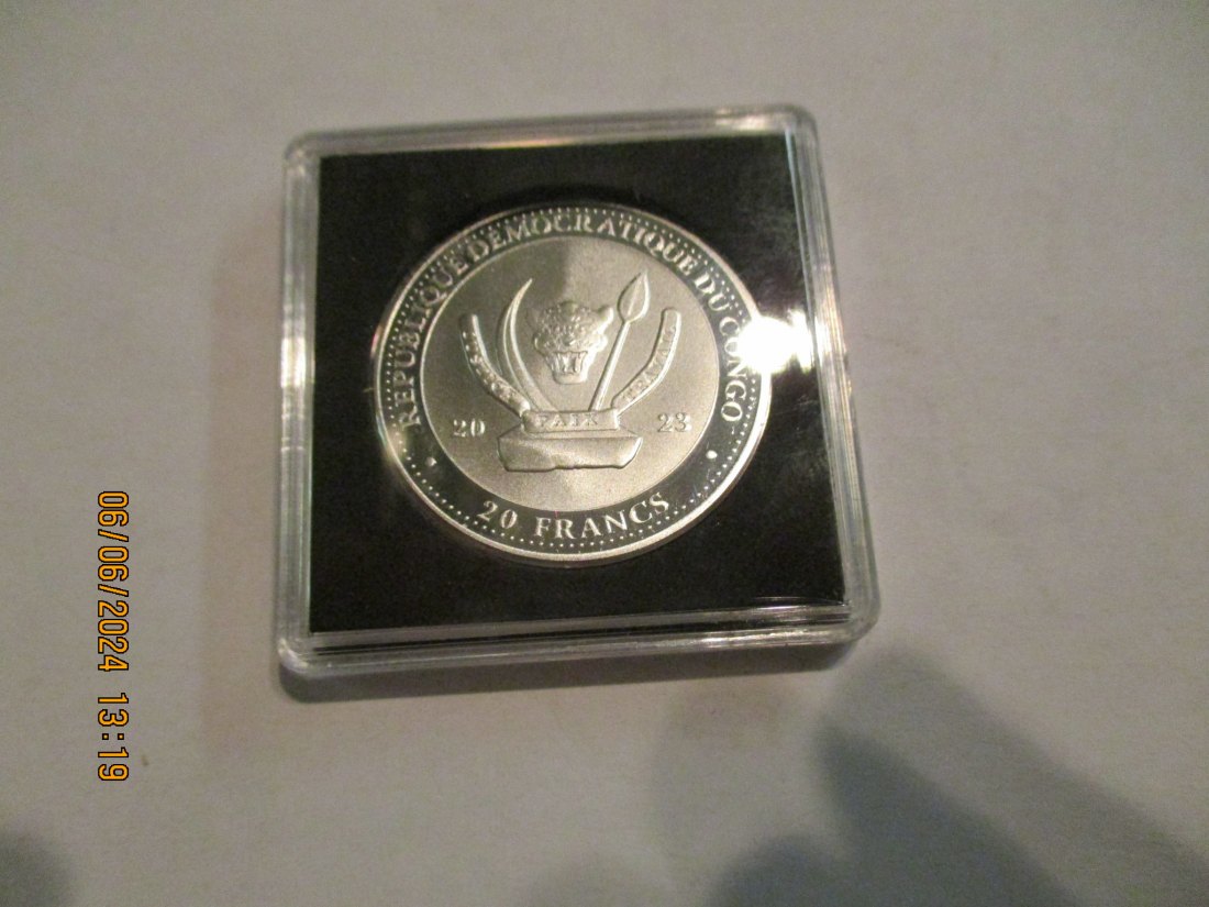  20 Francs 2023 Kongo Löwe Silbermünze   