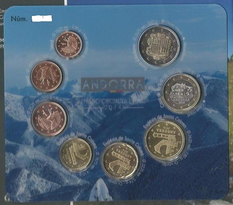  KMS Kursmünzensatz Andorra 2014 1 Cent-2€ 8 Münzen 1. Jahr unc stgl selten rar nur 70.000 Ex!   