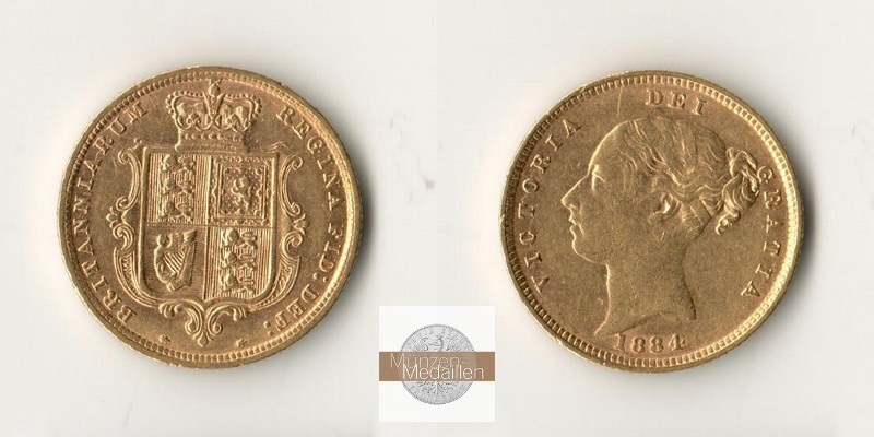Grossbritannien MM-Frankfurt Feingewicht: 3,66 g 1/2 Pfund 1838-1901 1884 