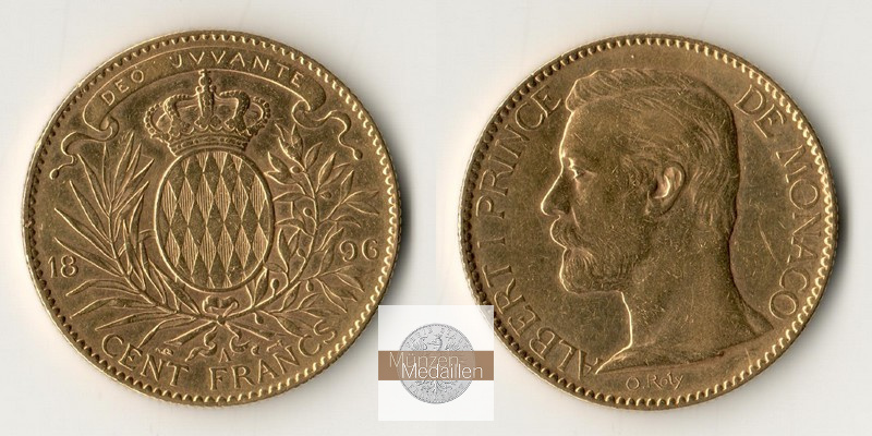 Monaco MM-Frankfurt Feingewicht: 29,03g 100 Francs 1896 