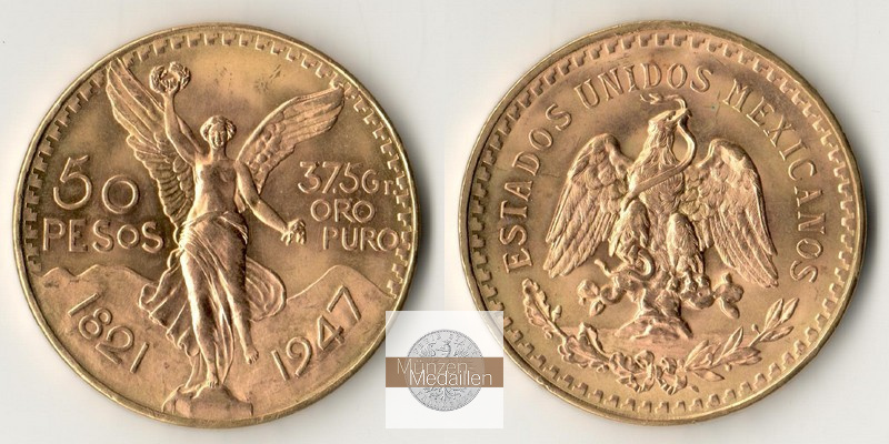 Mexiko  50 Pesos  1947 MM-Frankfurt Feingold: 37,50g   