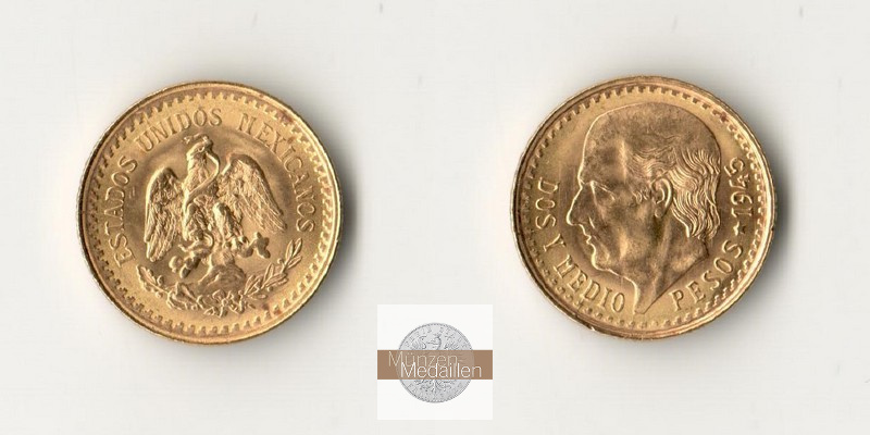 Mexiko  2,5 Pesos MM-Frankfurt Feingold: 1,87g Miguel Hidalgo y Costilla 1945 
