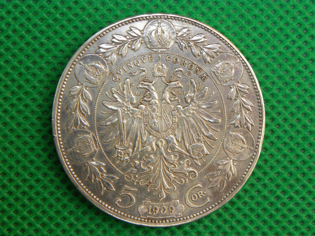  Österreich 5 Kronen 1909 Franz Joseph I., Haus Habsburg - Ungarn sehr schön   