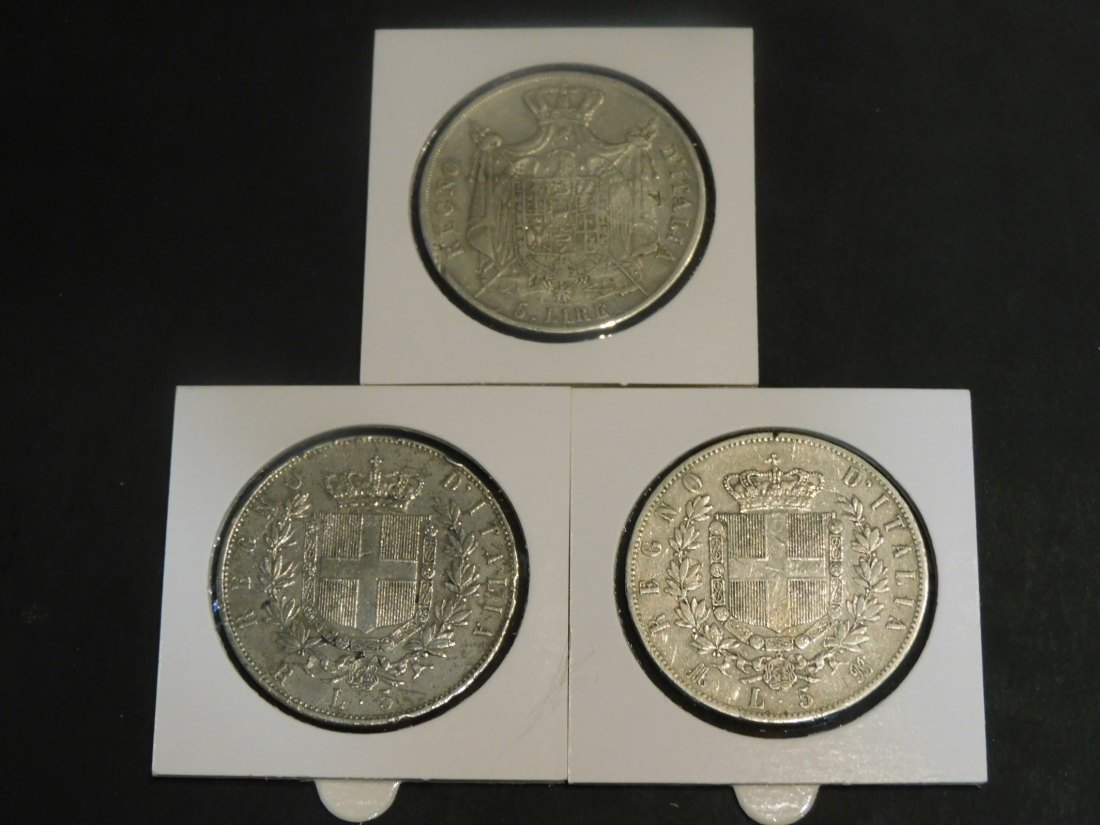  ITALY 3X5 LIRE 1811M-1874M-1876R.GRADE-PLEASE SEE PHOTOS AND READ BELOW.   