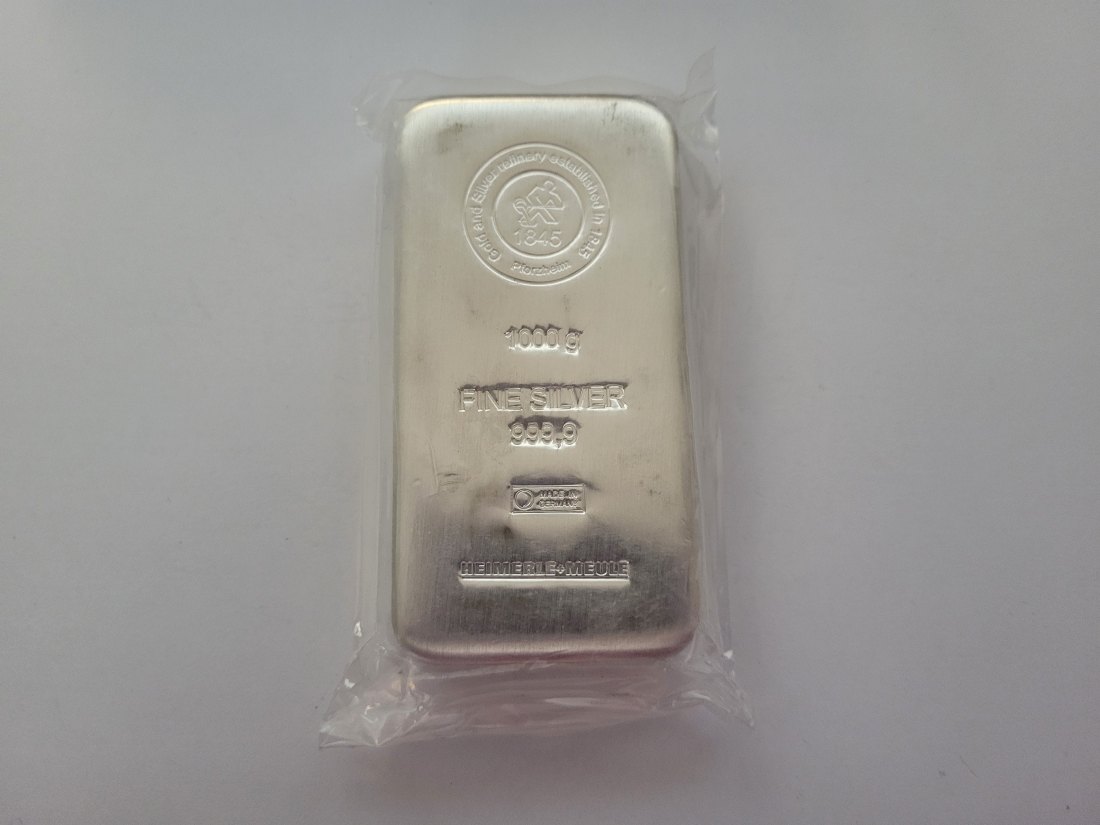  Silberbarren 1000 g Ag 999,9 silber Heimerle + Meule Deutschland Spittalgold9800 (3627)   