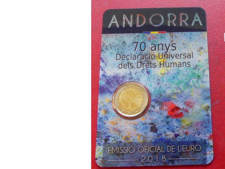  2 Euro Andorra 2018 in Coincard „70 Jahre Menschenrechtserklärung“   
