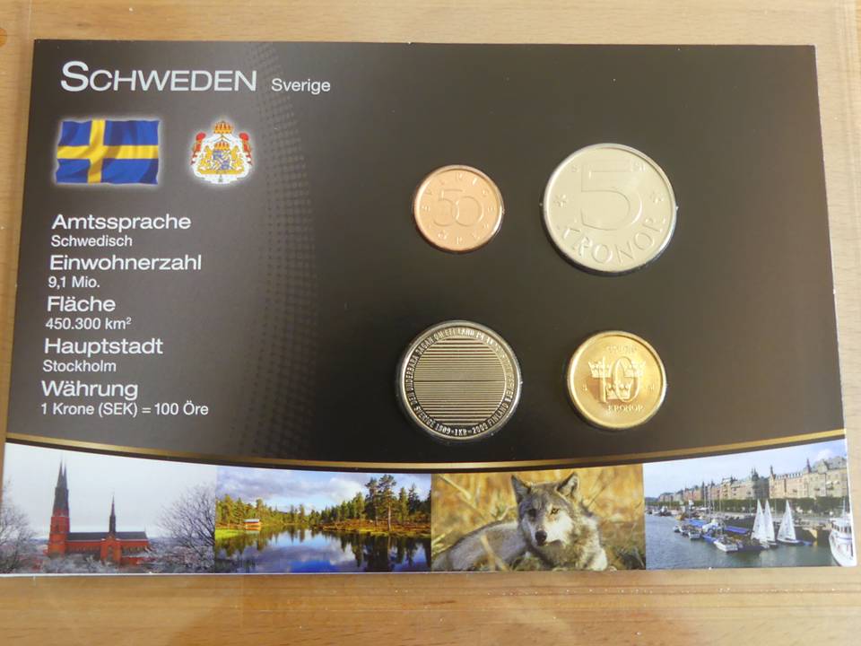  KMS Kursmünzensatz Schweden, 4 Münzen, im Blister, Top-Erhaltung   