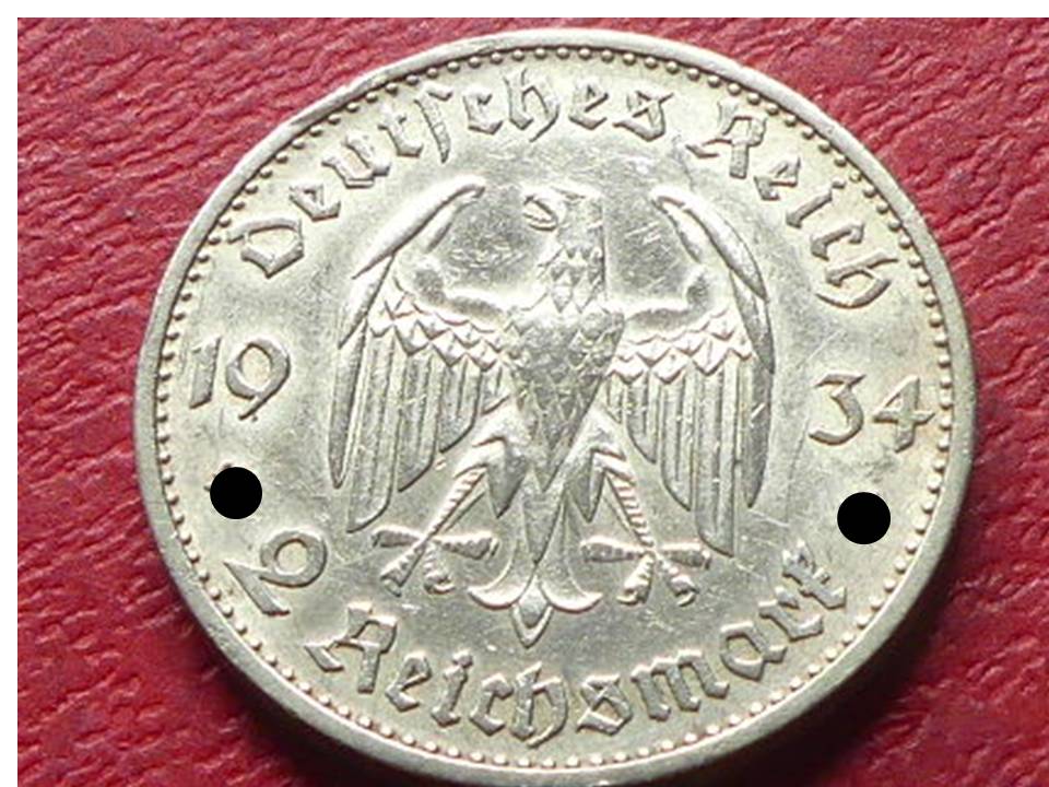  Silbermünze 2 Reichsmark 1934 D Kirche mit Datum   