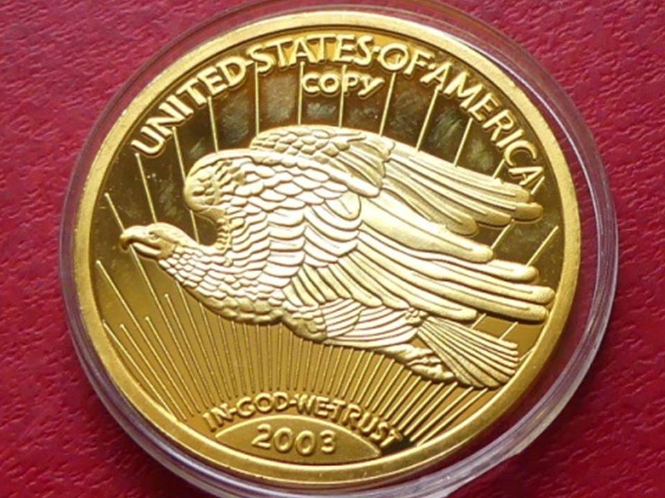  Medaille „Gold Double Eagle“, 31,5 Gramm, 39 mm, vergoldet   
