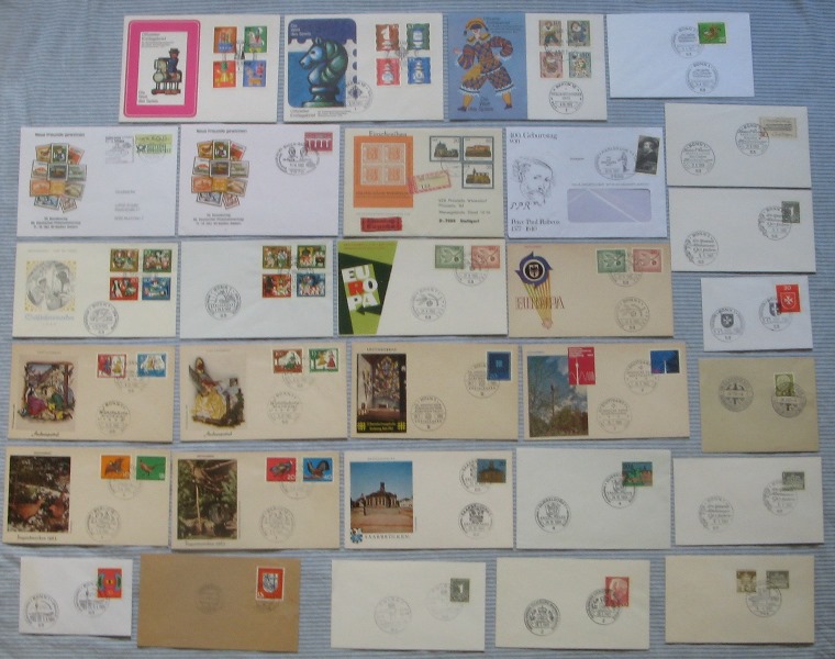  1957-1985, Deutschland, eine Sammlung von 30 Stk deutschen Ersttagsbriefen   
