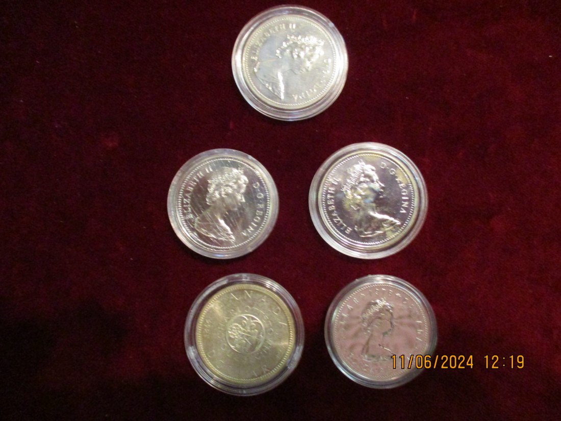  Lot Sammlung 5 x Kanada Dollar Silber - Münzen /MLX   
