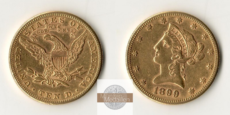USA  10 Dollar MM-Frankfurt Feingold: 15,05g Eagle 1899 S 