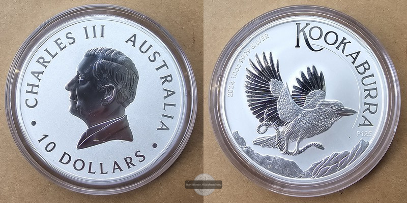  Australien,  10 Dollar 2024 Kookaburra  FM-Frankfurt   Feinsilber: 311g   
