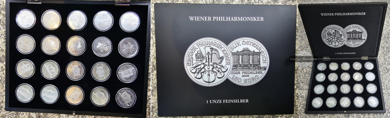  Österreich. 20 x 1,50 Euro Wiener Philharmoniker 2019 FM-Frankfurt  Feinsilber: 20x31g zus. 622g   