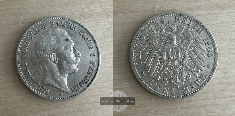  Deutsches Kaiserreich. Preussen, Wilhelm II. 2 Mark 1900 A  FM-Frankfurt Feinsilber: 10g   