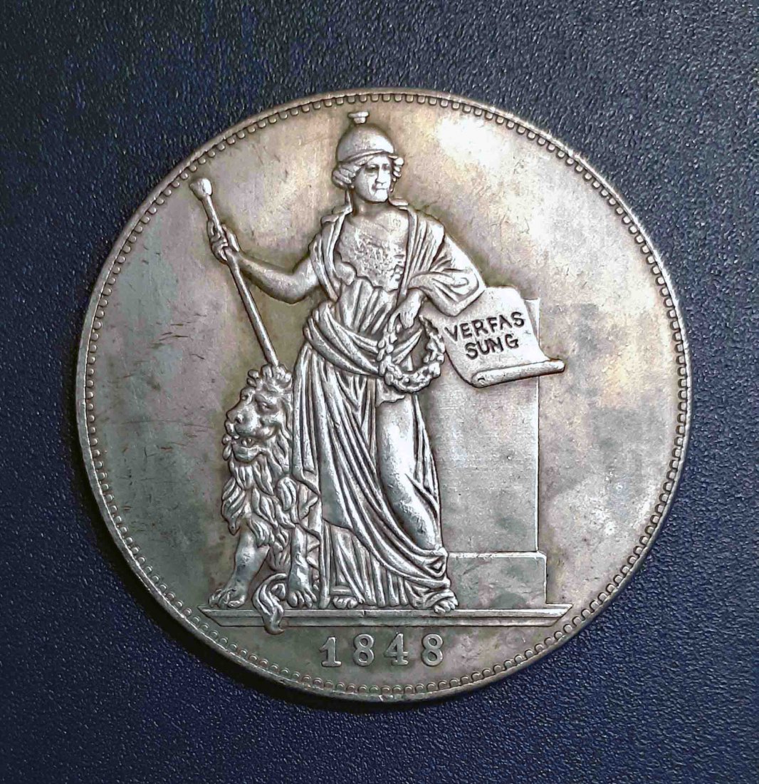  001. Nachprägung Geschichtsdoppeltaler 1848 Bayern Maximilian II. Verfassung   