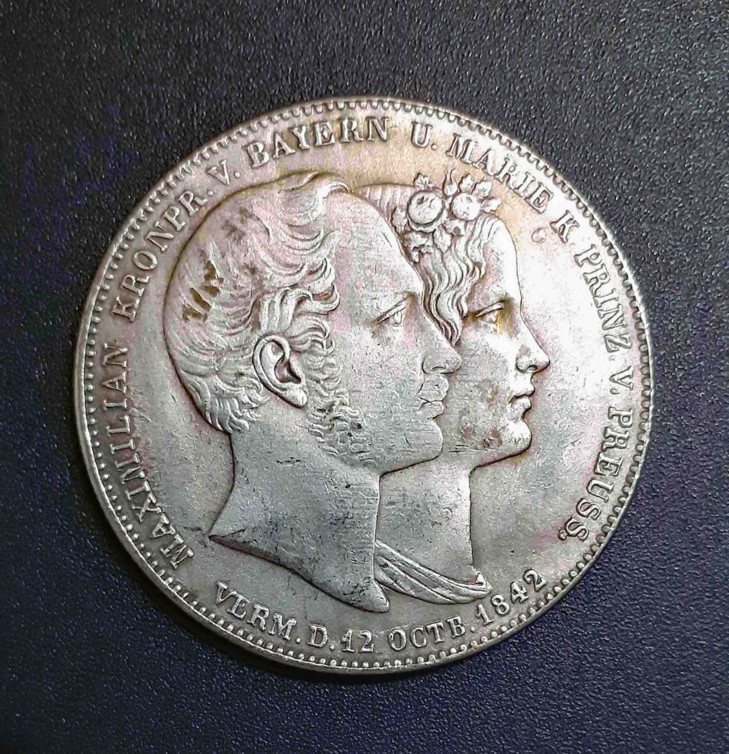  021. Nachprägung Geschichtsdoppeltaler 1842 Bayern Maximilian Kronprinz von Bayern   