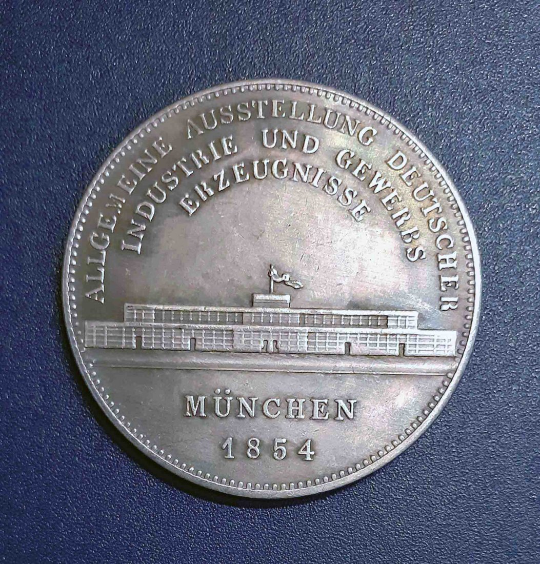  032. Nachprägung Geschichtsdoppeltaler 1854 Bayern Maximilian Joseph II. Ausstellung   