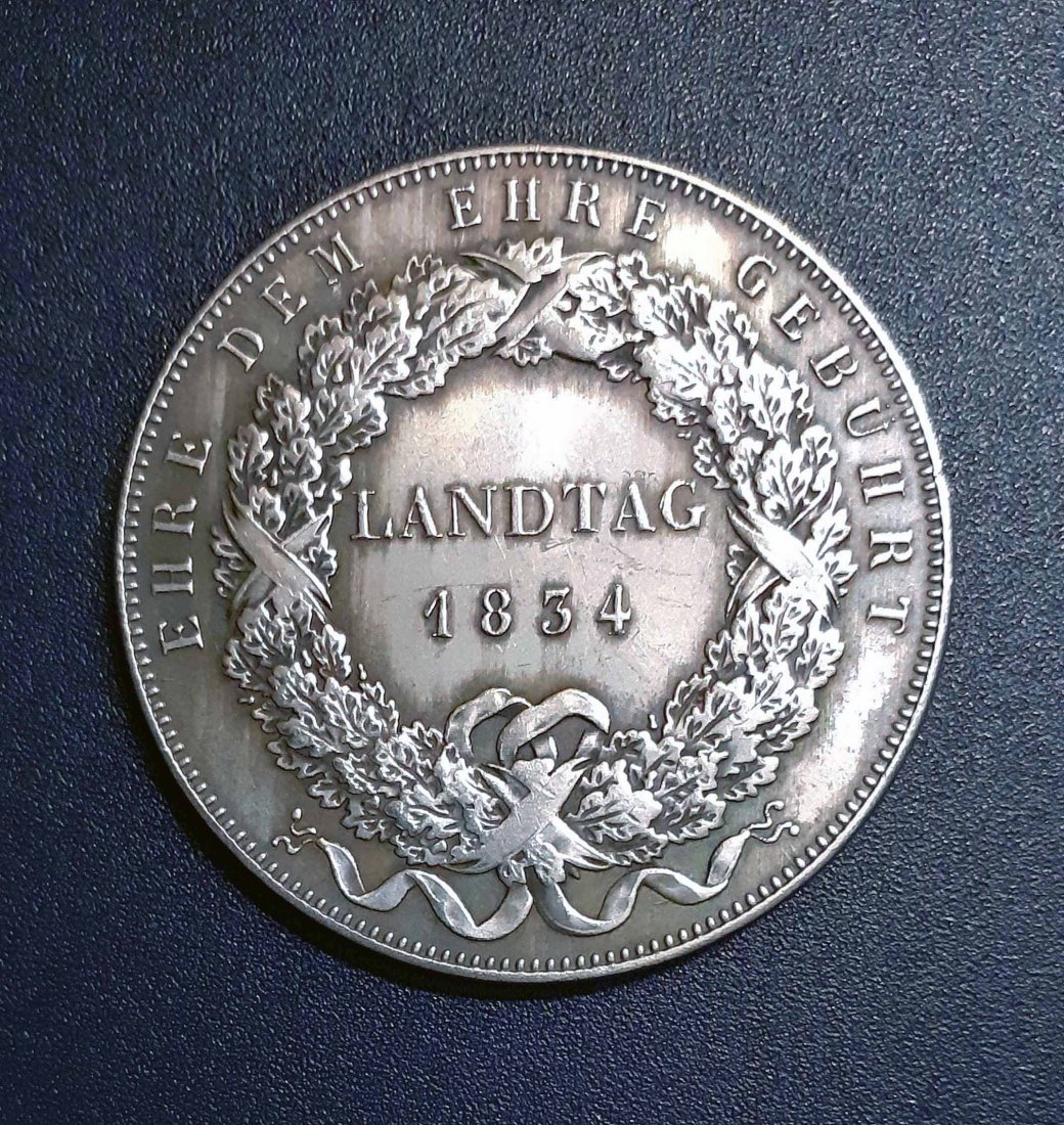  037. Nachprägung Geschichtstaler 1834 Bayern Ludwig I. Landtag   