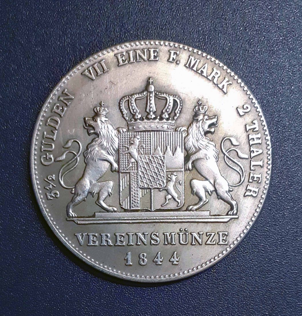  038. Nachprägung Doppeltaler 3 1/2 Gulden 1844 Bayern Ludwig I.   