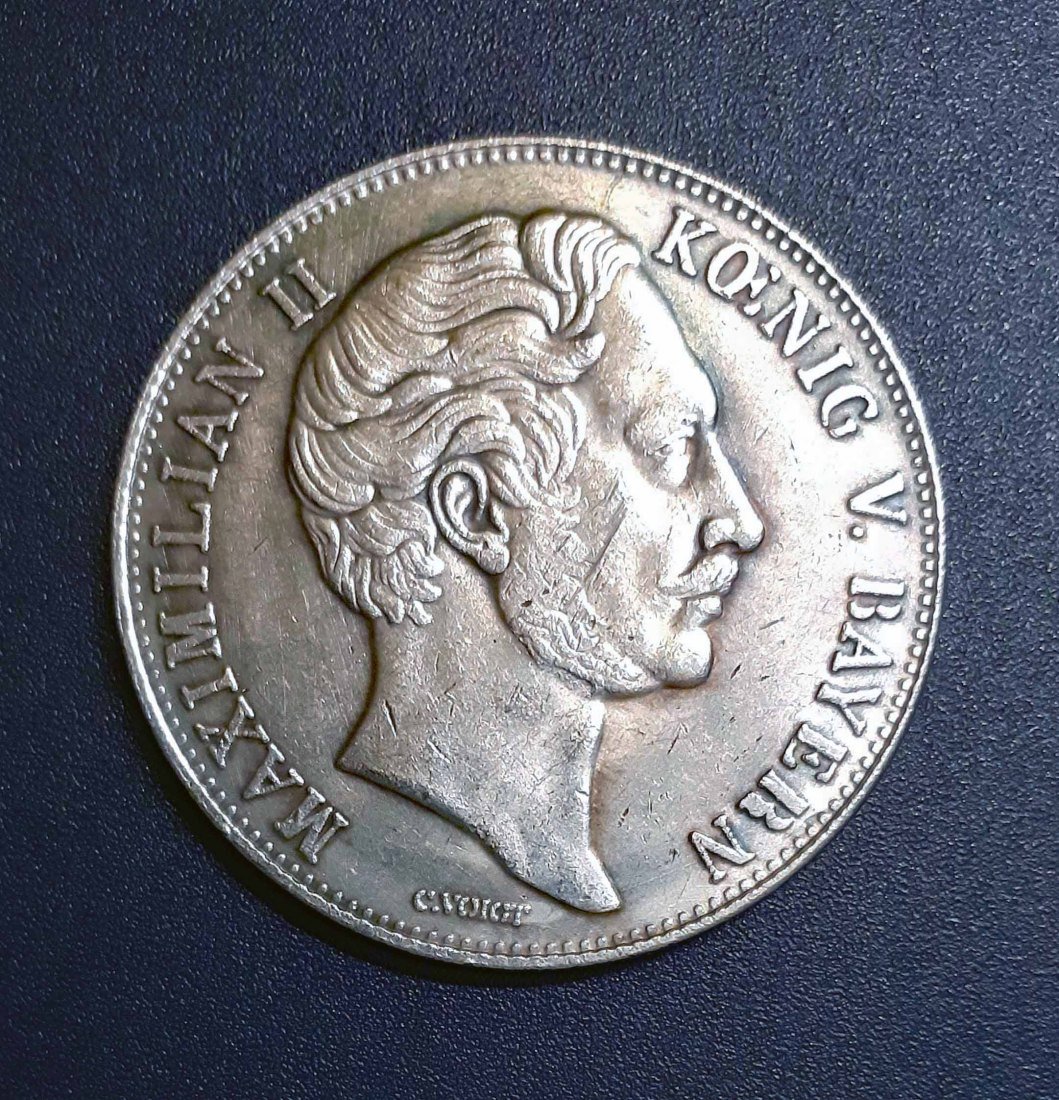  039. Nachprägung Doppeltaler 3 1/2 Gulden 1856 Bayern Maximilian II. Joseph   