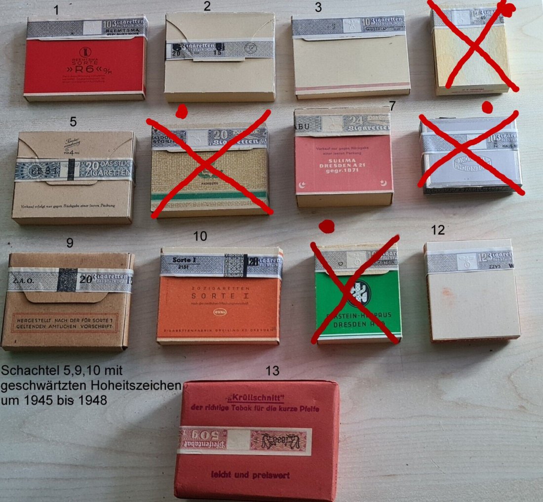  Auswahl Zigaretten Schachteln Dritte Reich OVP (VOLL) aus den 1940er Jahren   