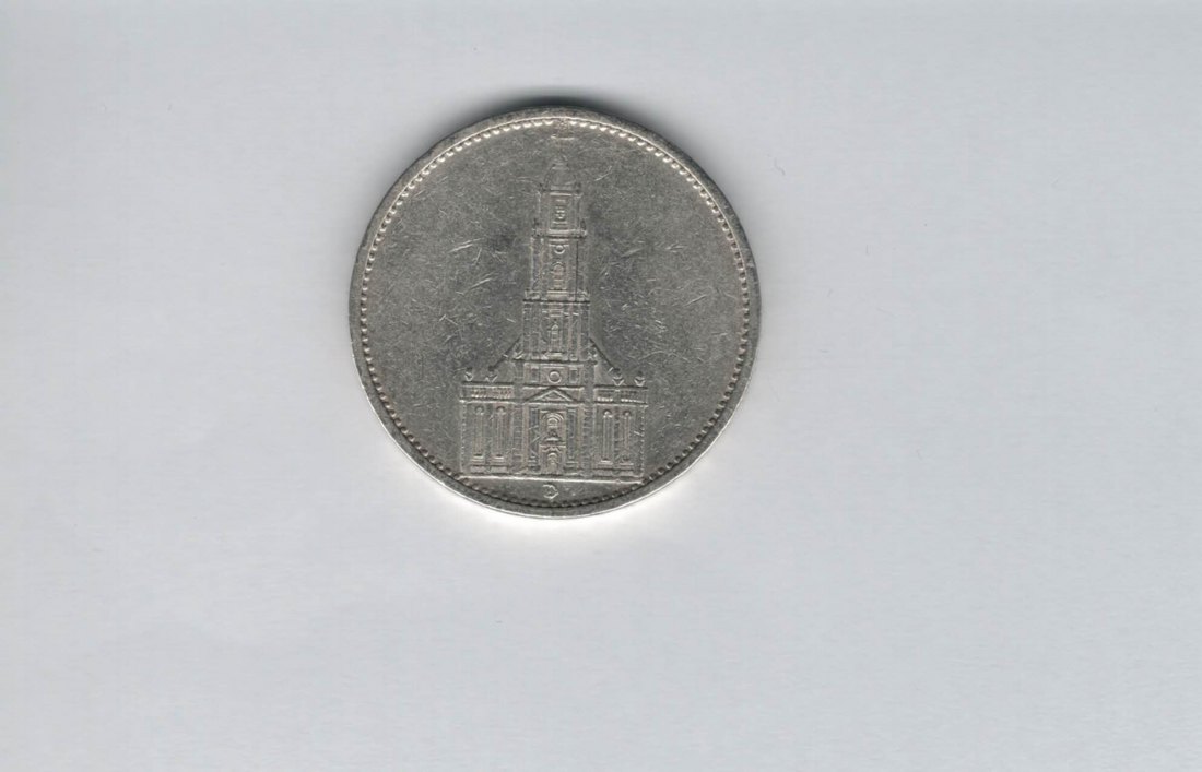  5 Mark 1934 D Garnisonkirche Reichsmark silber H´Kreuz Deutschland Spittalgold9800 (4975)   