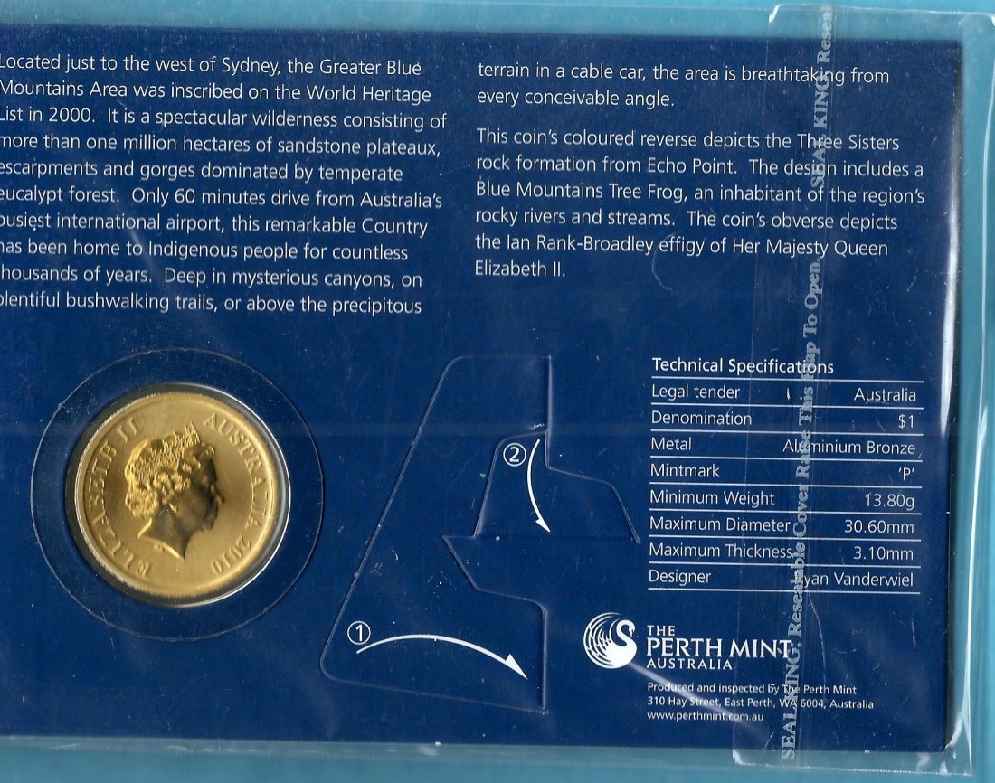  Australien 1 Dollar Farbe 2010 rar Golden Gate Münzenankauf Koblenz Frank Maurer AC839   