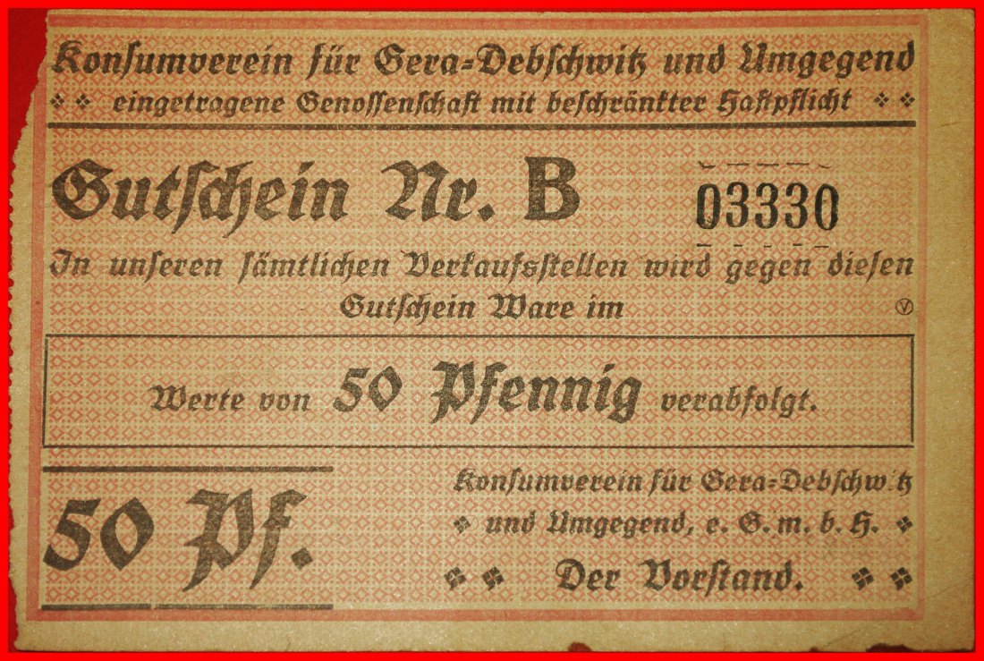 * THURINGIA RADAR: GERMANY GERA★50 PFENNIGS (1914-1924) CRISP! TO BE PUBLISHED★LOW START★NO RESERVE!   