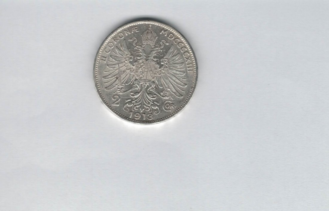  2 Kronen 1913 silber 8,35g fein Kronenwährung Österreich Franz Joseph I. Spittalgold9800 (1281)   