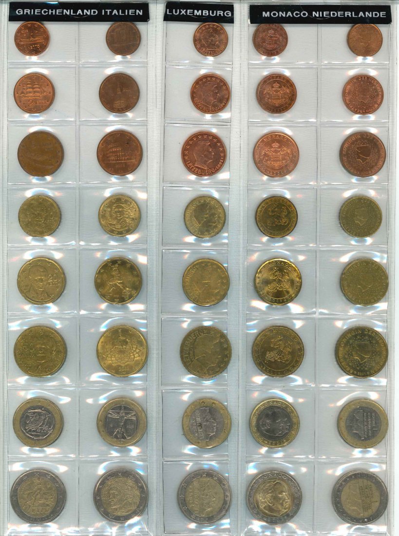 Kursmünzenset aus div. Jahrgängen der Länder Griechenland, Italien, Luxemburg, Monaco & Niederlande   