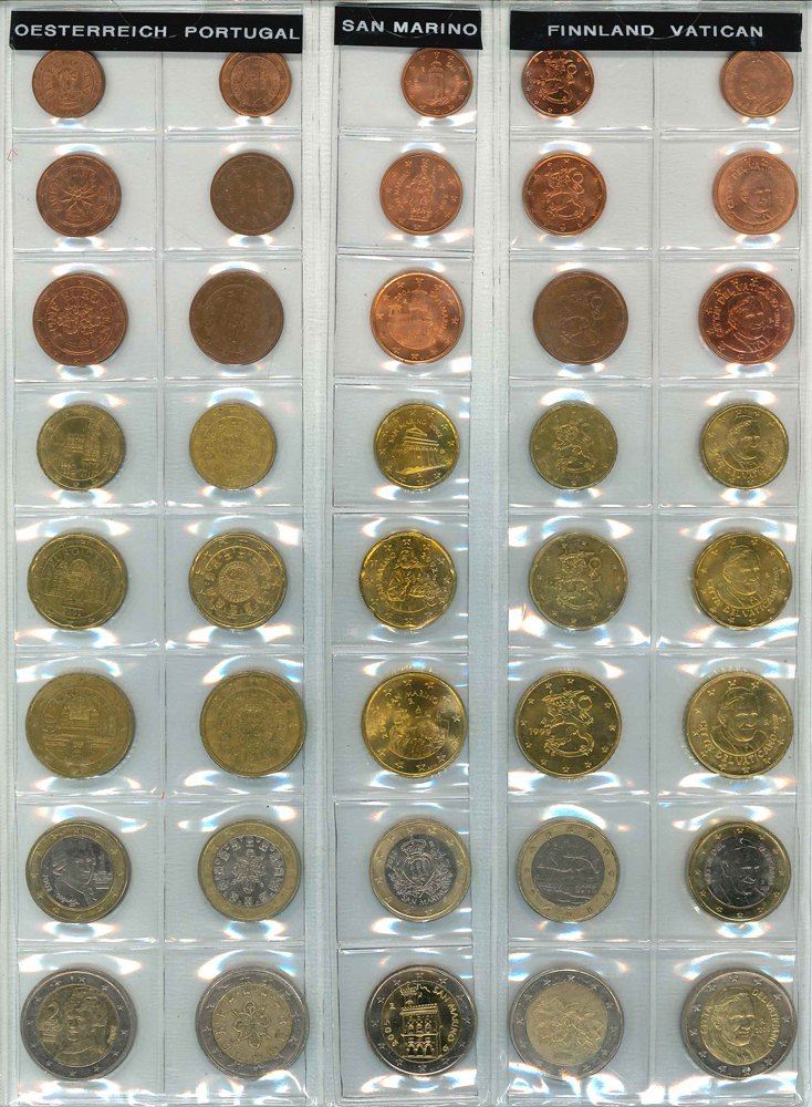  Kursmünzenset aus div. Jahrgängen der Länder Österreich, Portugal, San Marino, Finnland und Vatican   